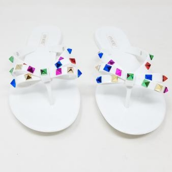 NEW Ann More Diamond Bow White Jelly Sandals - Picture 7 of 8